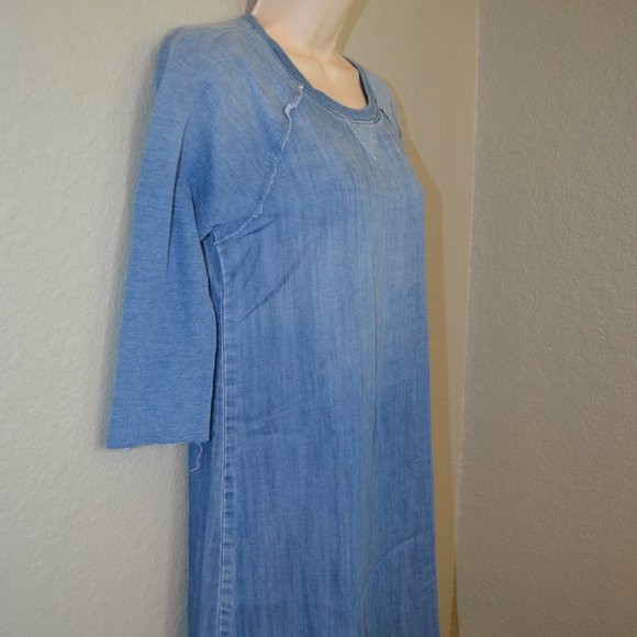 Sz XS Anthropologie Bella Dahl Frayed Blue Denim Dress - Picture 9 of 13